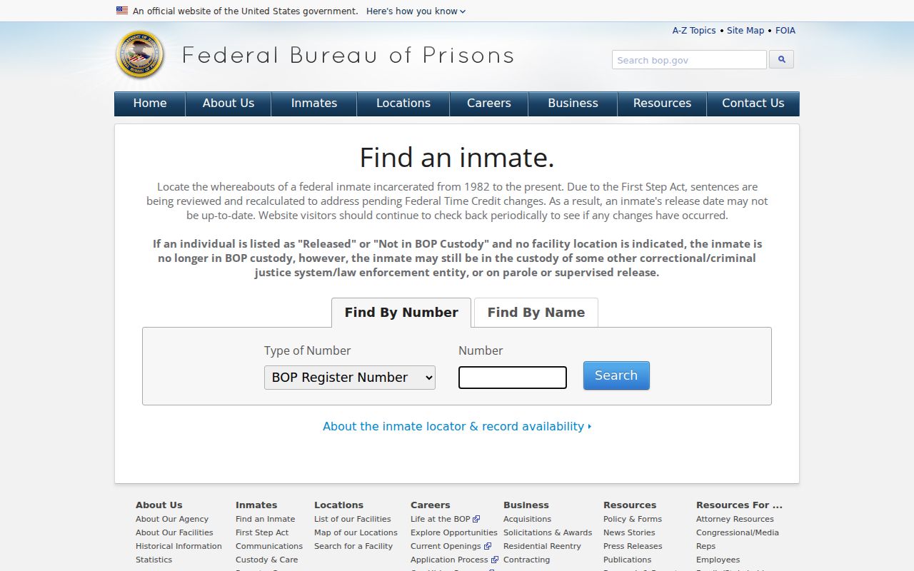 Cass County arrest research using the federal Bureau of Prisons inmate locator