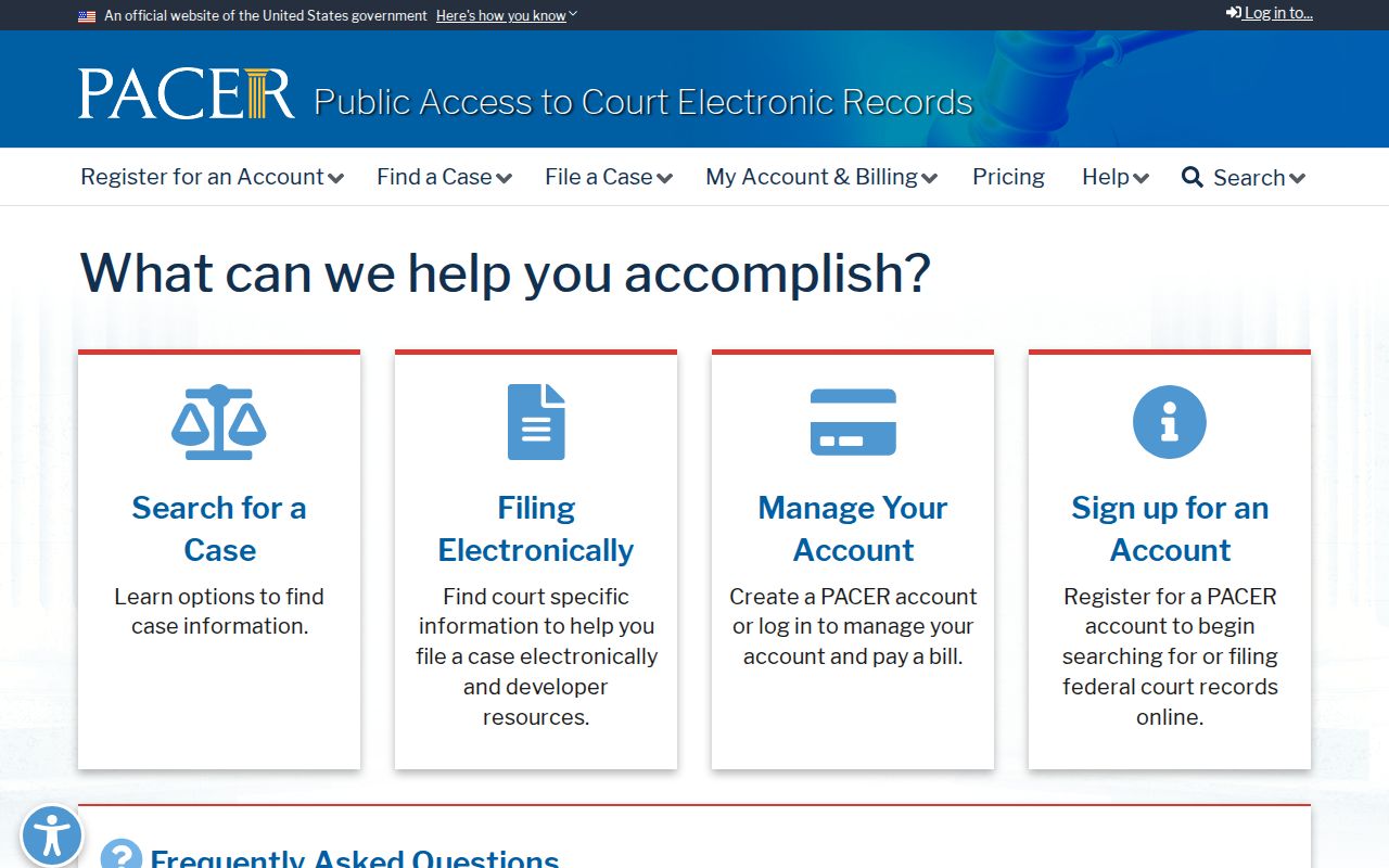 Cass County criminal court records access through the federal PACER system