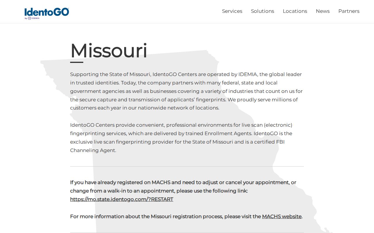 Cass County criminal history Missouri fingerprint locations
