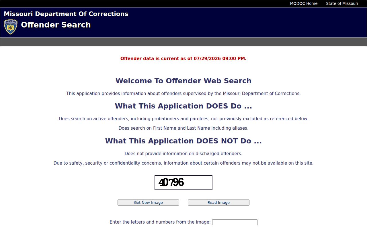 Cass County criminal records MODOC offender search