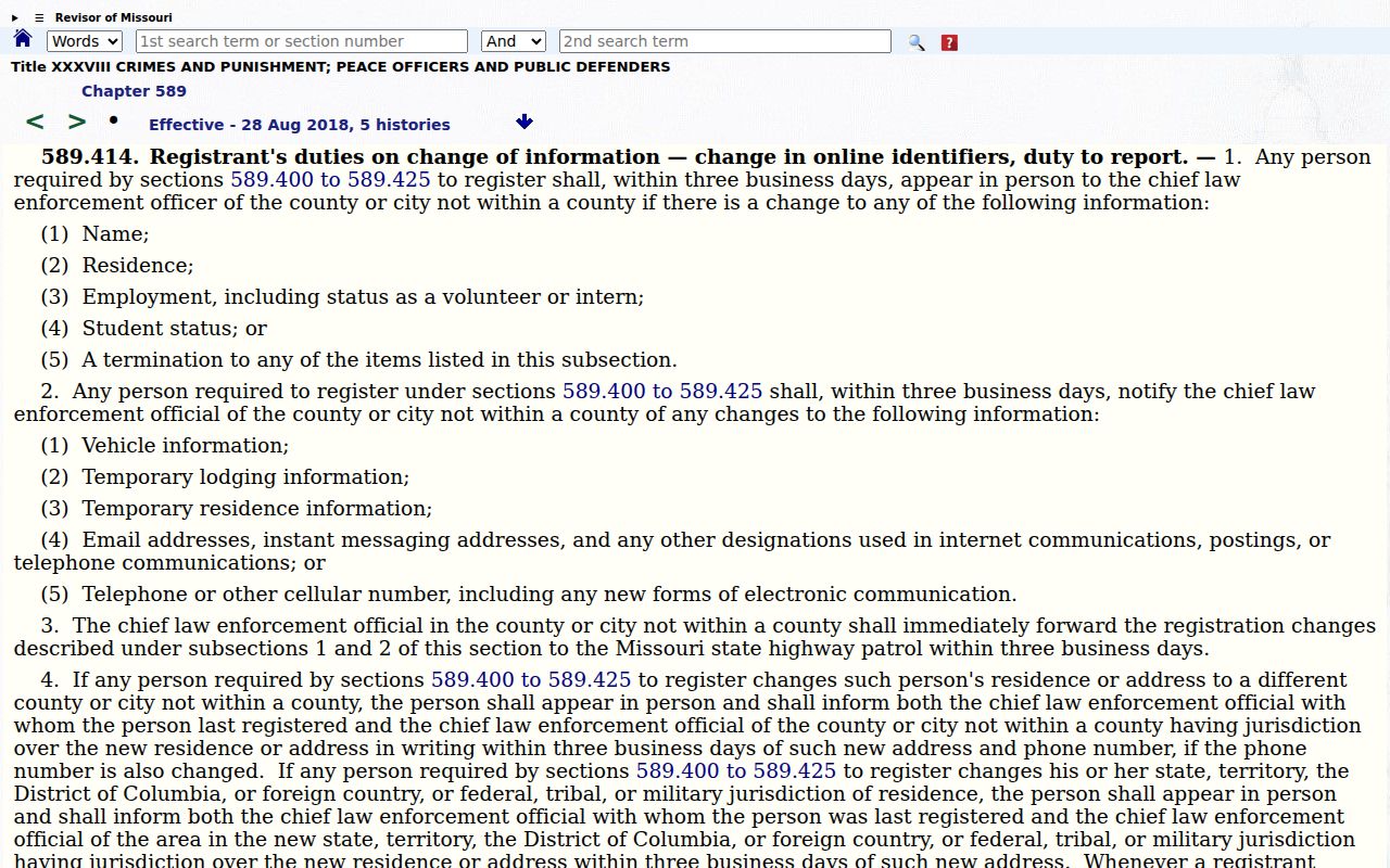 Cass County sex offender registry tier and update statute